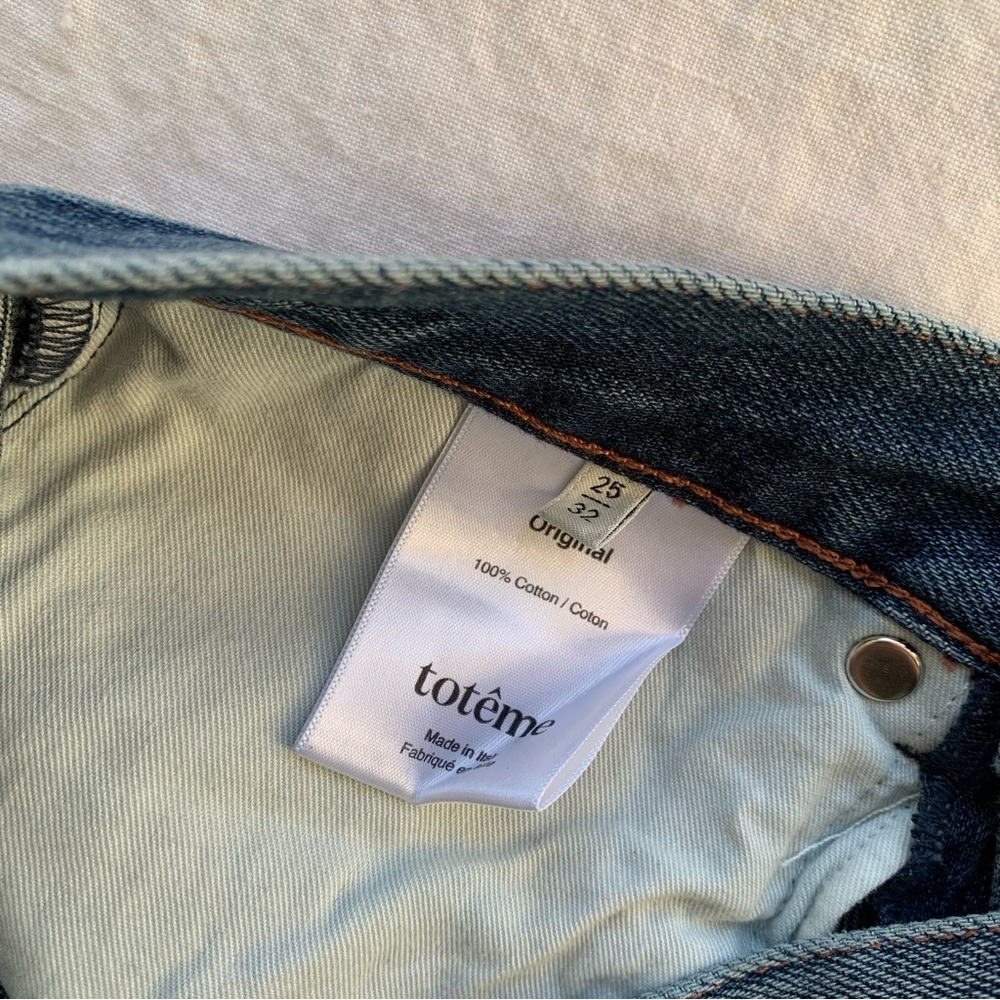 NWT Toteme Cropped High Rise Straight Leg Original Jeans Washed Blue 405 - Picture 10 of 13